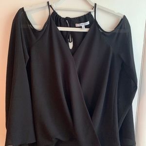 Naked Zebra off the shoulder black top